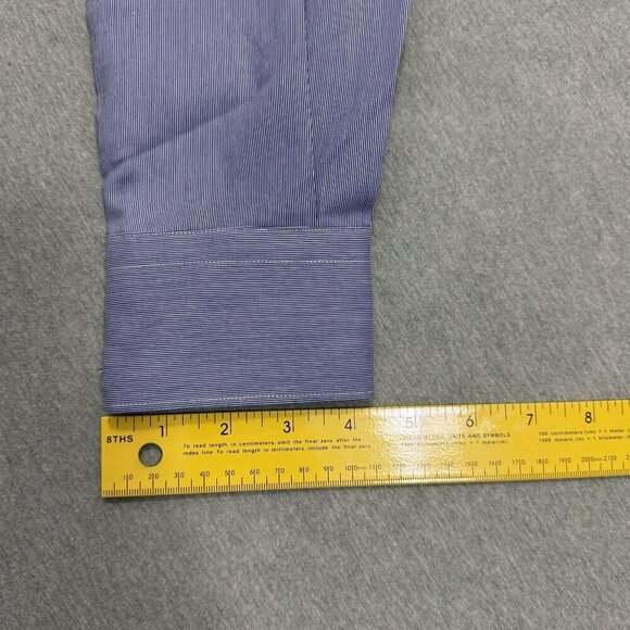 Alex Ingh Shirt Men 16 Blue Plaid Linen Button Up Long Sleeve Slim Made In Italy - Picture 7 of 9